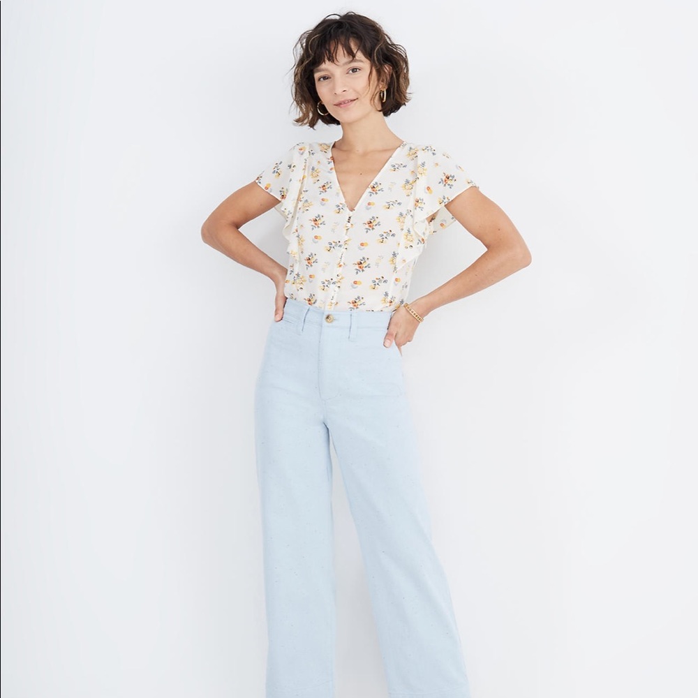 Slim Emmett Wide-Leg Crop Pants in Speckle